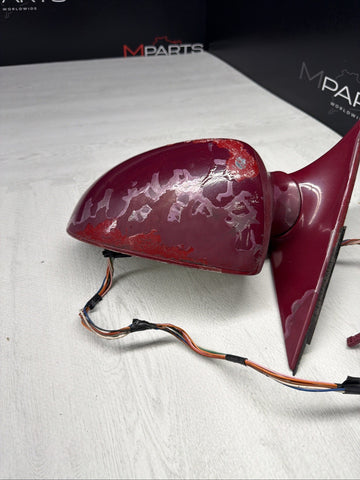 00-03 BMW E39 M5 Front Left Driver Side Mirror Assembly Imola Red Power Fold OEM