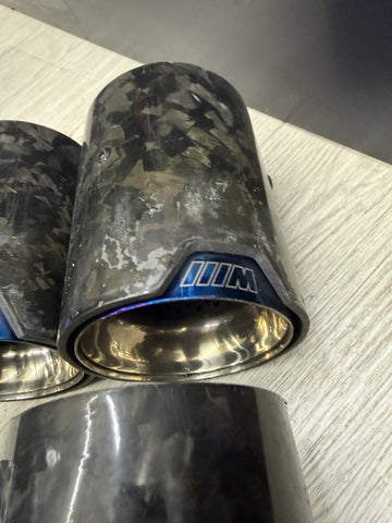 (4) BMW M2/M3/M4/M5 MP Blue Forged Carbon Fiber Exhaust Tips F87/F80/F82/F83/F10