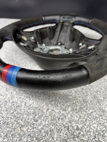 BMW Steering Wheel 01-06 E46 M3 Stock SMG Rewrapped Tri Color Stripe