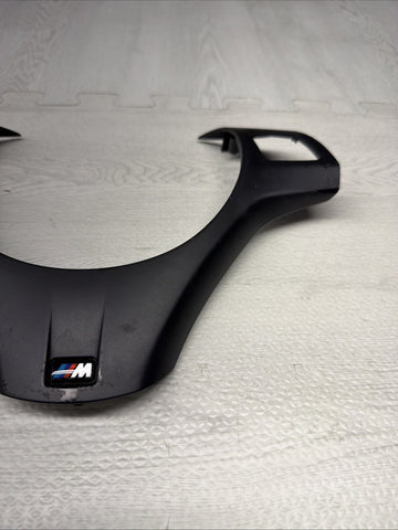 08-13 BMW E90 E92 E93 M3 Lower Steering Wheel Trim Cover Plate Black *Peeling*