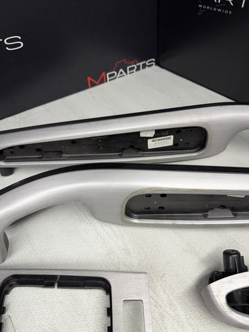 01-06 BMW E46 M3 Coupe Interior Armrests Trim Set Brushed Aluminum *Tab