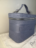 NEW Christian Dior Travel Oblique Embroidery Canvas Vanity Case Blue