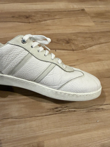 FERRAGAMO ACHILLE 1 WHITE BLUE LEATHER LOGO SNEAKERS ITALY 9.5 US 10.5