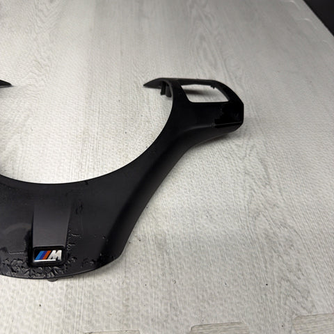 08-13 BMW E90 E92 E93 M3 Lower Steering Wheel Trim Cover Plate Black *Peeling*