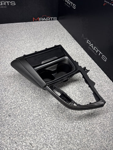 15-20 BMW F80 F82 F83 M3 M4 Front Cup Holder Center Console Trim White Stitching