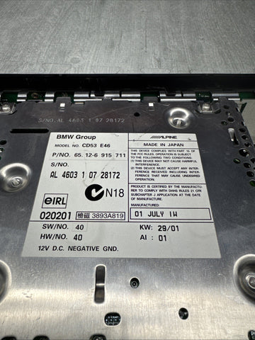 2001 BMW 3 Series E46 325 330 M3 CD Player Business Radio