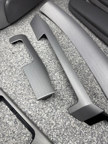 01-06 BMW E46 M3 Coupe Interior Armrests Trim Set Brushed Aluminum *4 Tabs