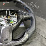 BMW E46 M3 01-06 OHC Carbon fiber Steering Wheel Tri Stitched Manual LED