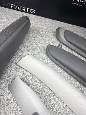 01-06 BMW E46 M3 Coupe Interior Armrests Trim Set Brushed Aluminum *4 Tabs