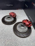 08-13 BMW E90 E92 E93 M3 Rear Brakes Brake Calipers Red & Discs Rotors