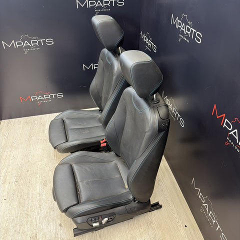 16-18 BMW F87 M2 Coupe Interior Front Left Passenger Seats Black Blue Stitching