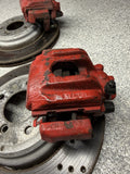 08-13 BMW E90 E92 E93 M3 Rear Brakes Brake Calipers Red & Discs Rotors