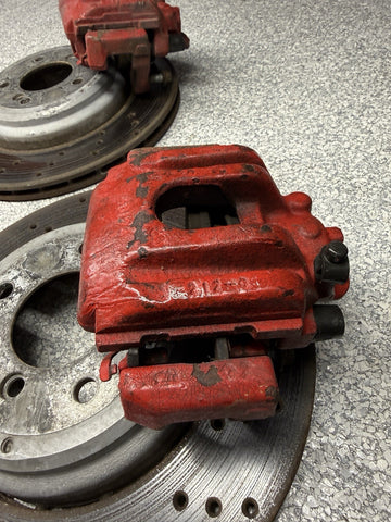 08-13 BMW E90 E92 E93 M3 Rear Brakes Brake Calipers Red & Discs Rotors