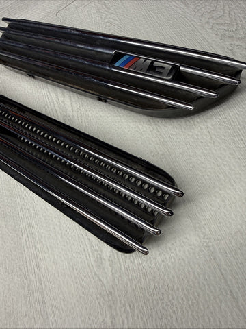 01-06 BMW E46 M3 Fender Vent Grilles Grills Trims Chrome OEM Clean Emblems