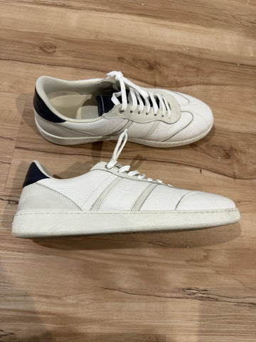 FERRAGAMO ACHILLE 1 WHITE BLUE LEATHER LOGO SNEAKERS ITALY 9.5 US 10.5