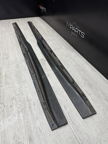 Carbon Fiber Rocker Panel Side Skirt Extensions 15-18 BMW F80 M3 Sedan