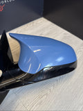 15-20 BMW F82 F83 M4 LEFT MIRROR / NO CAMERA / NO LANE ASSIST / YAS MARINA BLUE