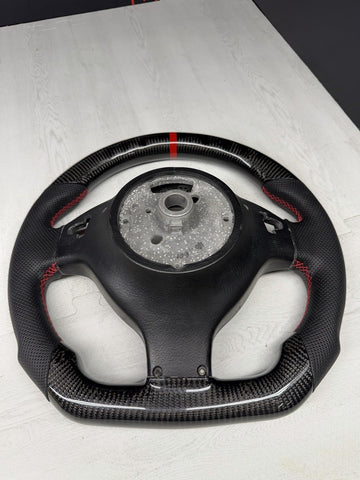 BMW E46 M3 E39 M5 M Real Carbon Fiber Steering Wheel Leather Red Stitching