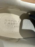 FERRAGAMO ACHILLE 1 WHITE BLUE LEATHER LOGO SNEAKERS ITALY 9.5 US 10.5
