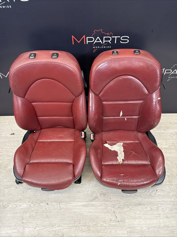 01-06 BMW E46 M3 Coupe Interior Front Seats Black Non Heated Powered Imola Red