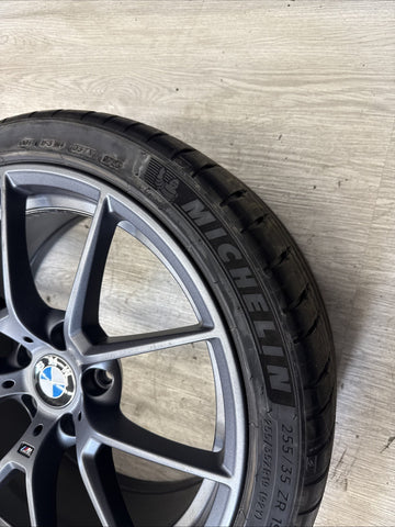 OEM BMW 15-20 F80 F82 F83 M3 M4 CS Wheel Rim 19x9 Front Orbit Grey + Michelin 4S