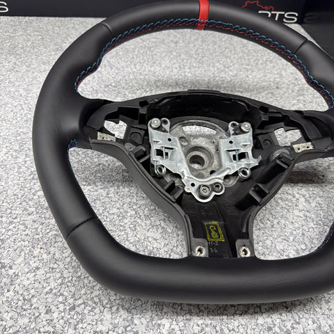 BMW 01-06 E46 M3 SMG Custom Leather Sides Flat Bottom Top Steering Wheel Red