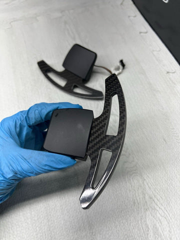 08-14 BMW E90 E92 E93 M3 X5M X6M DCT Steering Wheel Paddle Shifters Carbon Fiber