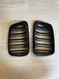 01-06 BMW E46 M3 Front Kidney Grilles Gloss Black Double Slotted