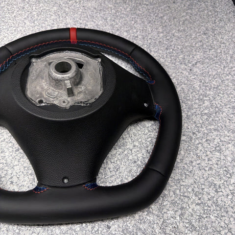BMW 08-13 E92 M3 Manual Custom Leather Sides Flat Bottom Top Steering Wheel Red