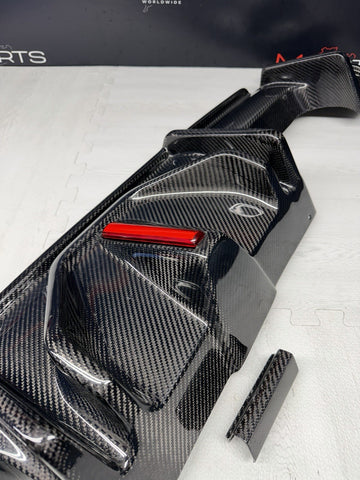 BMW G80 M3 21-26 J Style Carbon Fiber Rear Diffuser W/ LED Light *Flaw*