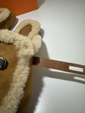 NEW Hermes Oz Mule in Suede Natural Shearling Silver Kelly Buckle Size 37