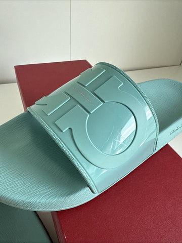 Salvatore Ferragamo Turquoise Blue Groove 17 Pools Slide Sandals Size 10 M