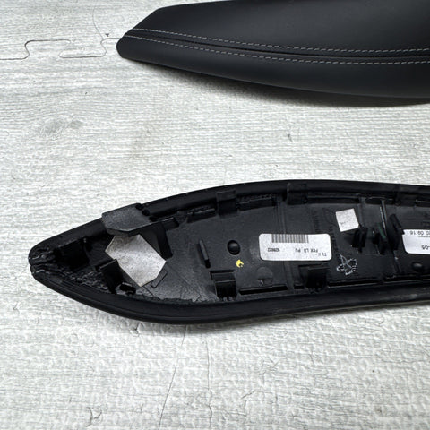 BMW F80 F82 F83 M3 M4 15-20 PAIR DOOR PANEL PULL HANDLES LEATHER BLACK SET OEM