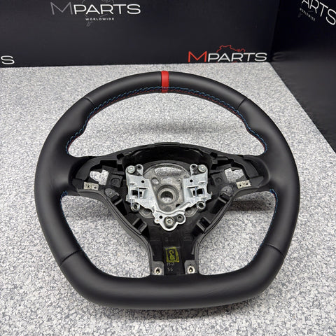 BMW 01-06 E46 M3 SMG Custom Leather Sides Flat Bottom Top Steering Wheel Red