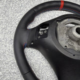 BMW 08-13 E92 M3 DCT Custom Leather Sides Flat Bottom Top Steering Wheel Red