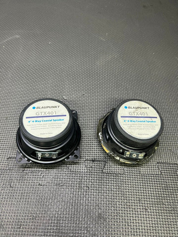 BLAUPUNKT GTX401 4” 4 Way 80W 4 Ohm 90db Coaxial Speakers Pair + Grilles