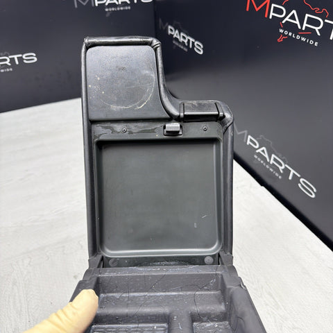 01-06 BMW E46 M3 Center Console Armrest Arm Rest Black Leather *Notes*