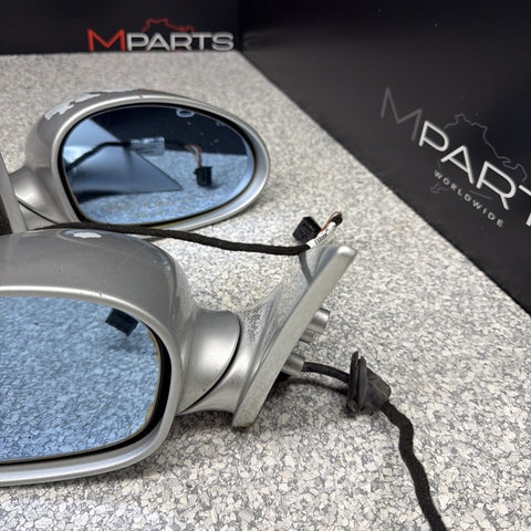 01-06 BMW E46 M3 Side View Door Mirrors Pair Titan Silver *Notes*