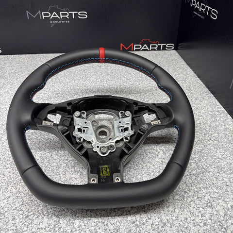 BMW 01-06 E46 M3 SMG Custom Leather Sides Flat Bottom Top Steering Wheel Red