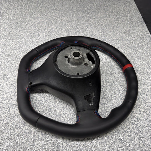 BMW 01-06 E46 M3 SMG Custom Leather Sides Flat Bottom Top Steering Wheel Red