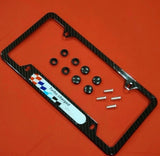 NEW License Plate Frame BMW Power Turbocharged Carbon Fiber Style Cover