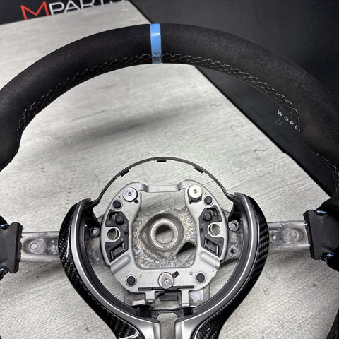 BMW OEM F80 M3 F82 F83 M4 M Performance Alcantara Steering Wheel Blue Stripe