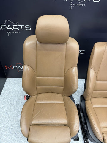 BMW E46 Sedan Wagon Pair Left & Right Front Power Leather Seats Brown M Sport