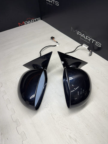 01-06 BMW E46 M3 Side View Door Mirrors Pair Carbon Black *Rust Bubbles