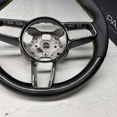 Porsche 911.1 GT3 2015 Steering Wheel Carbon Fiber PDK Carbon Trim Yellow