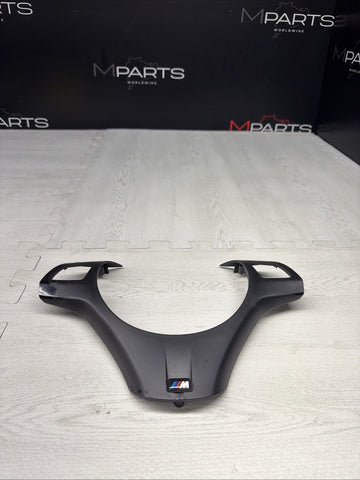08-13 BMW E90 E92 E93 M3 Lower Steering Wheel Trim Cover Plate Black *Peeling*