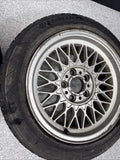 OEM BMW E28 E30 E38 Wheel Rims Tires Set Style 5 Silver 16" ET23 16x8 Square