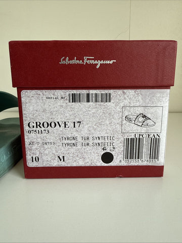 Salvatore Ferragamo Turquoise Blue Groove 17 Pools Slide Sandals Size 10 M
