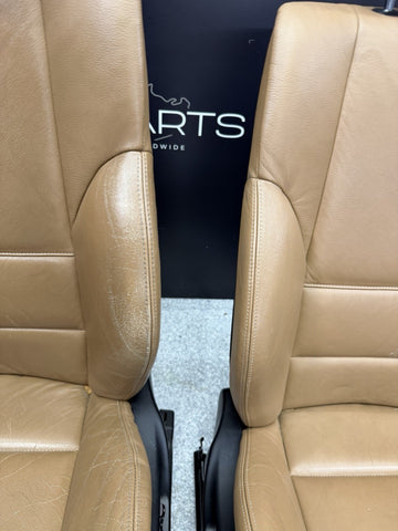 BMW E46 Sedan Wagon Pair Left & Right Front Power Leather Seats Brown M Sport