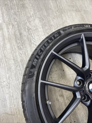 OEM BMW 15-20 F80 F82 F83 M3 M4 CS Wheel Rim 19x9 Front Orbit Grey + Michelin 4S